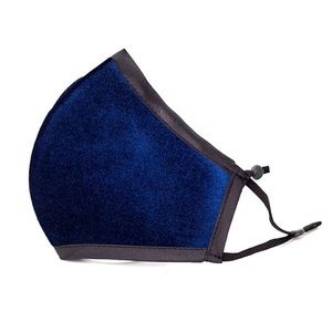 Blue Velvet Fashion Face Mask Adjustable Straps Black Trim Like New